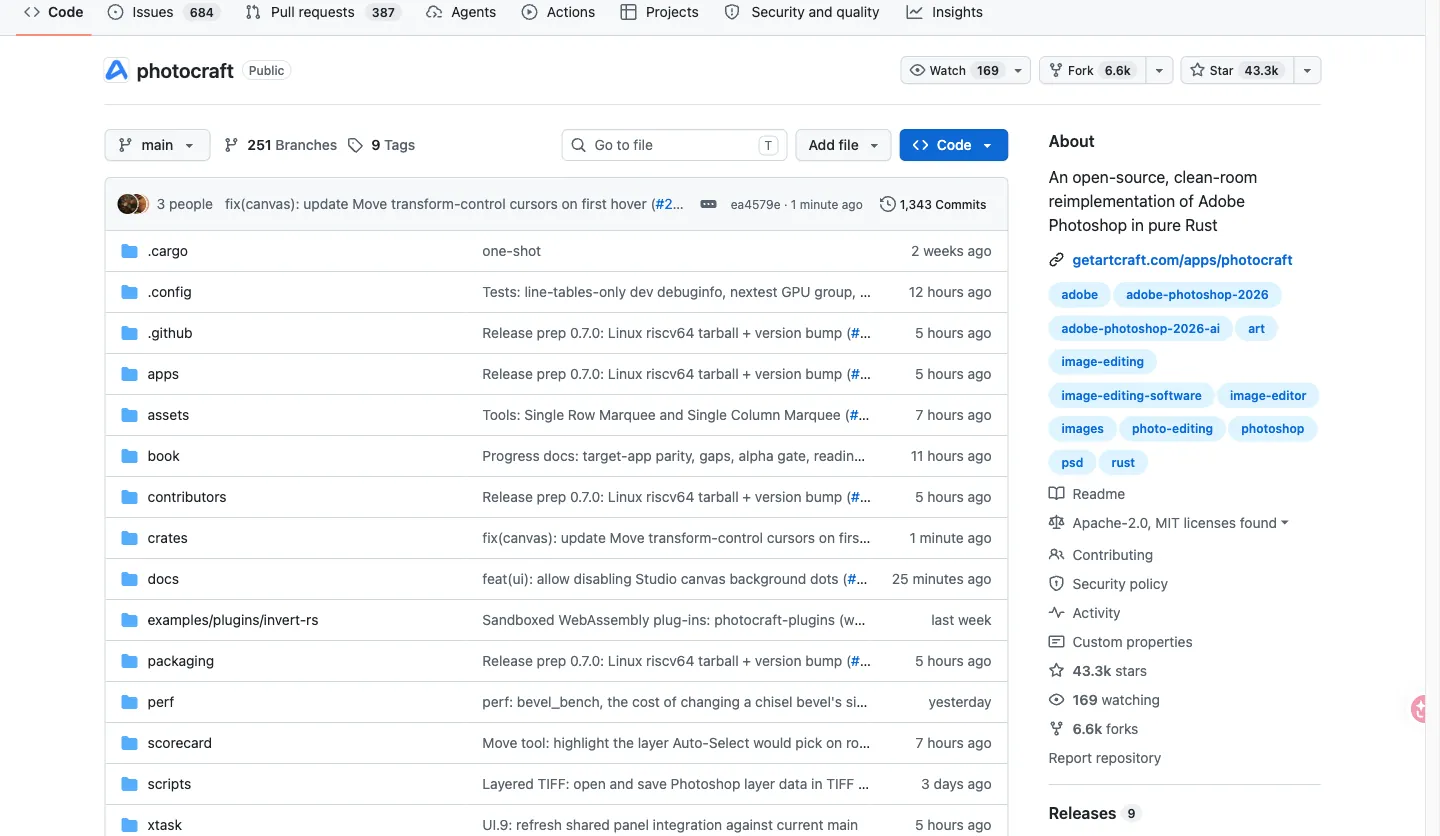 Photocraft GitHub repository used to download ArtCraft apps